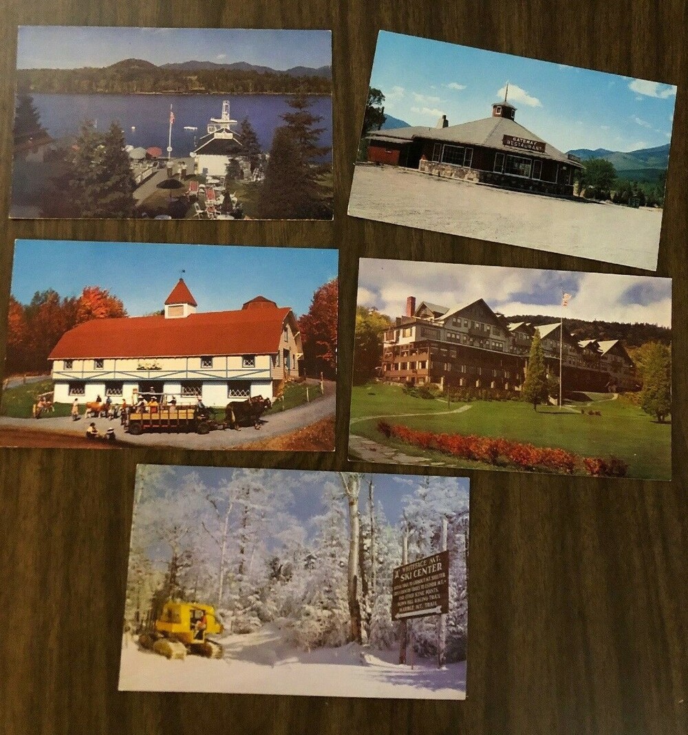 Lake Placid NY 50s Postcard Lot Ski Whiteface Gateway Restaurant MacDonald Farm